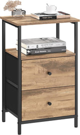 Nightstand, Side Table with 2 Fabric Drawers