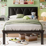 Full Size Metal Platform Bed Frame with Upholstered Headboard, Upgraded Heavy Duty Bed Frame