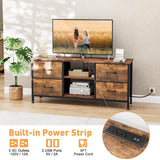 YaFiti TV Stand Dresser for Bedroom, Entertainment Center with Power Outlet for 50" TV, Dressers with 4 Fabric Drawers & Open Shelves for Living Room, Bedroom, Entryway, Rustic Brown