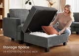 Sectional Couch with Storage Ottoman, Corduroy Modular Sectional Sofa