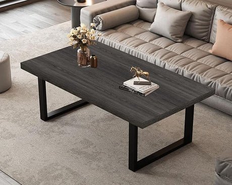 Farmhouse Coffee Table, Modern Simple Wood Coffee Table for Living Room