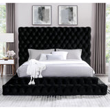Sable Fabric Upholstered Step Up King-Size Platform Bed with Oversized Headboard