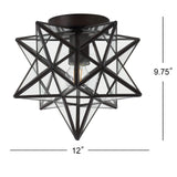 JYL9035A Stella 12" Moravian Star Metal/Glass LED Flush Mount Contemporary Dimmable,