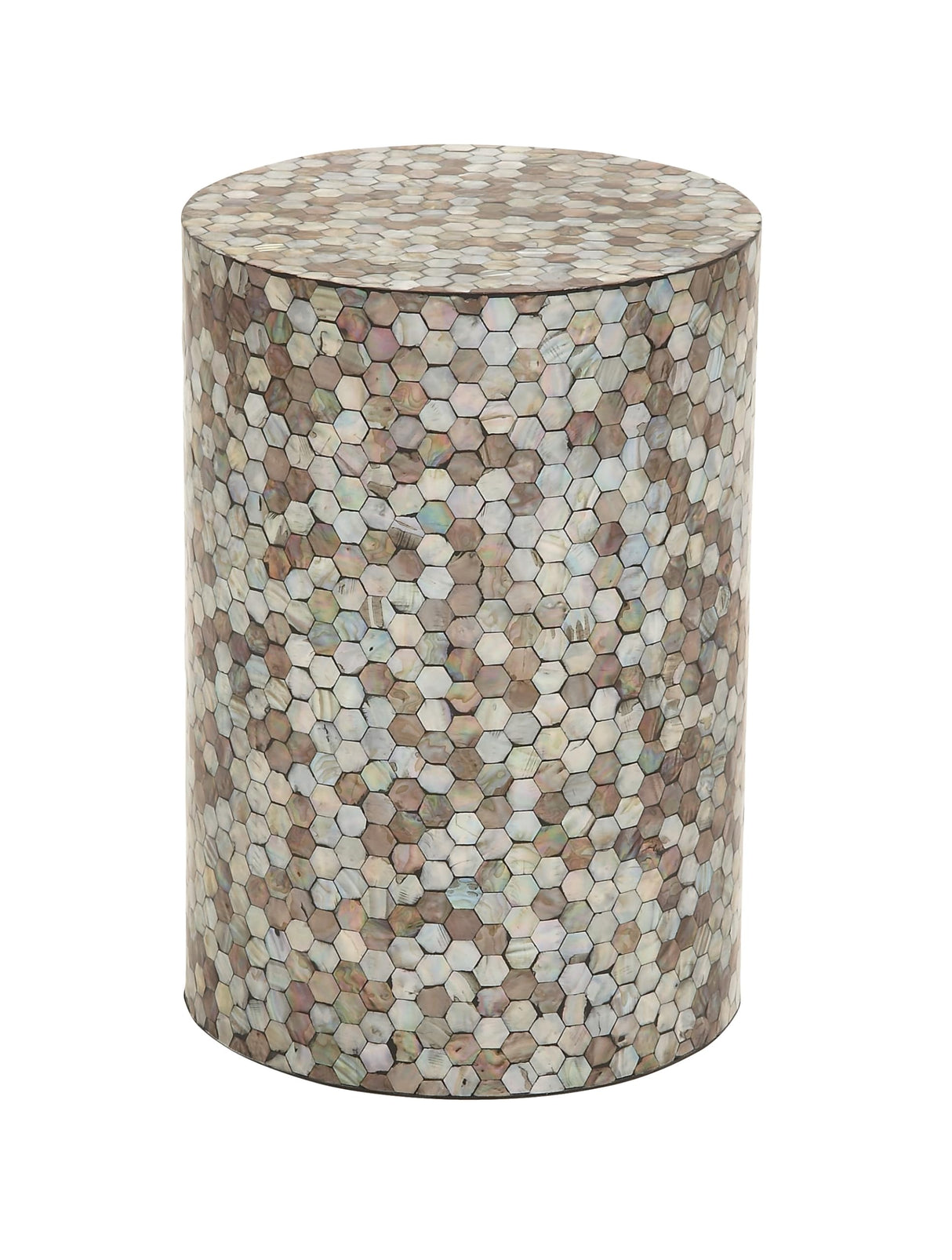 Deco 79 Mother of Pearl Shell Geometric Handmade Side End Accent Table, 14" x 14" x 20", Multi Colored