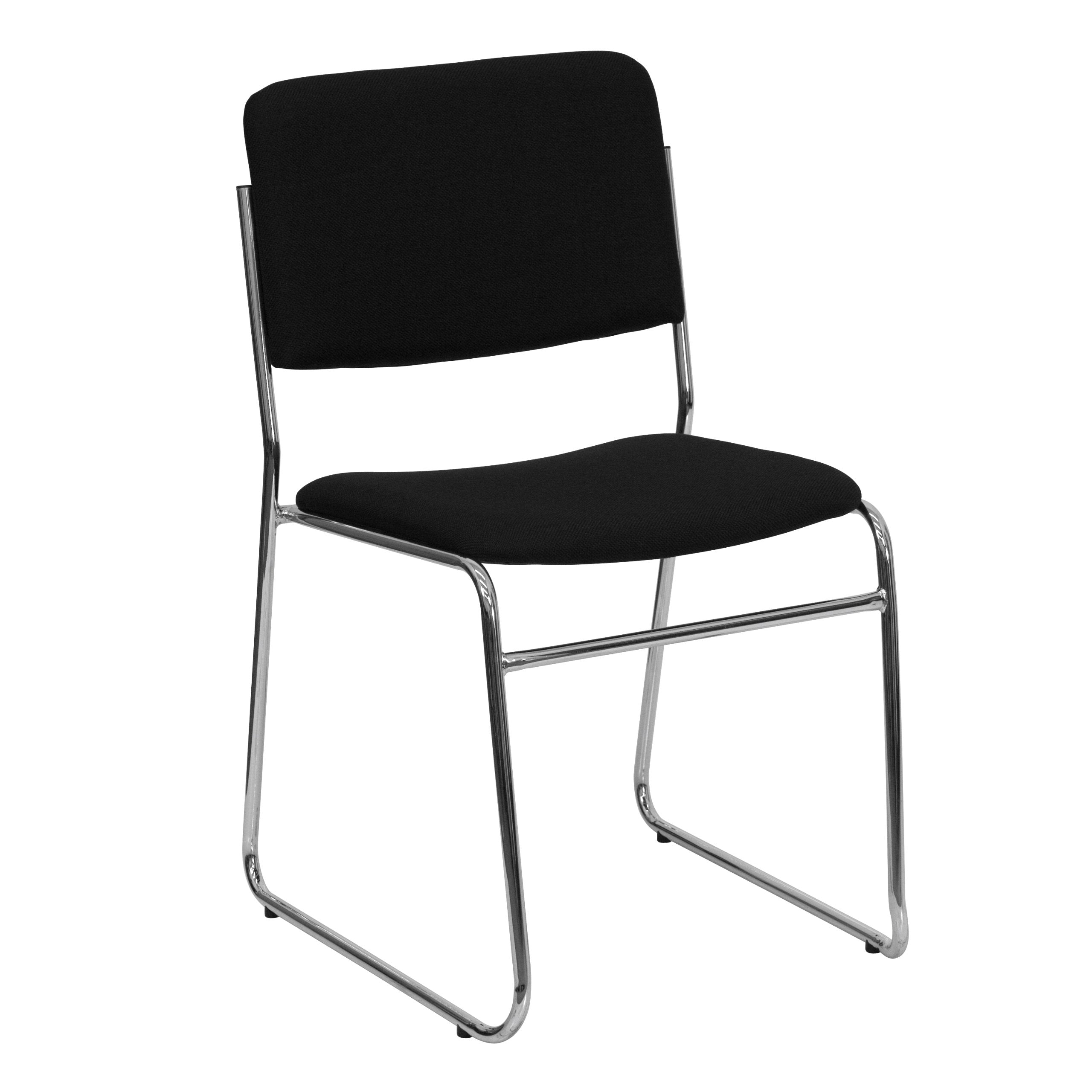 500 lb. Capacity Black Fabric High Density Chrome Stacking Chair