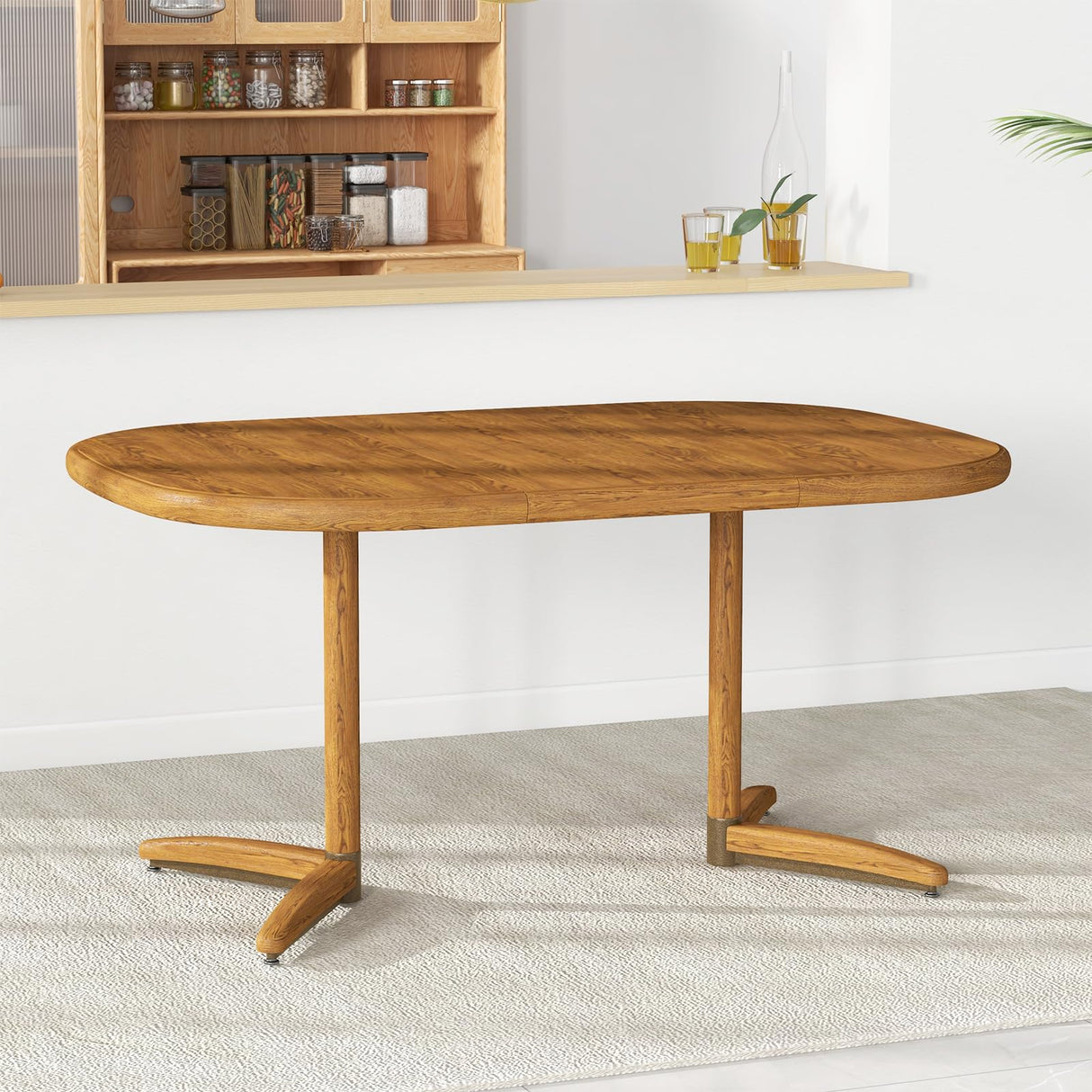 Dining Table for 4 to 6 Person, Extendable Wooden Kitchen Room Dining Table with 18" Extension Leaf