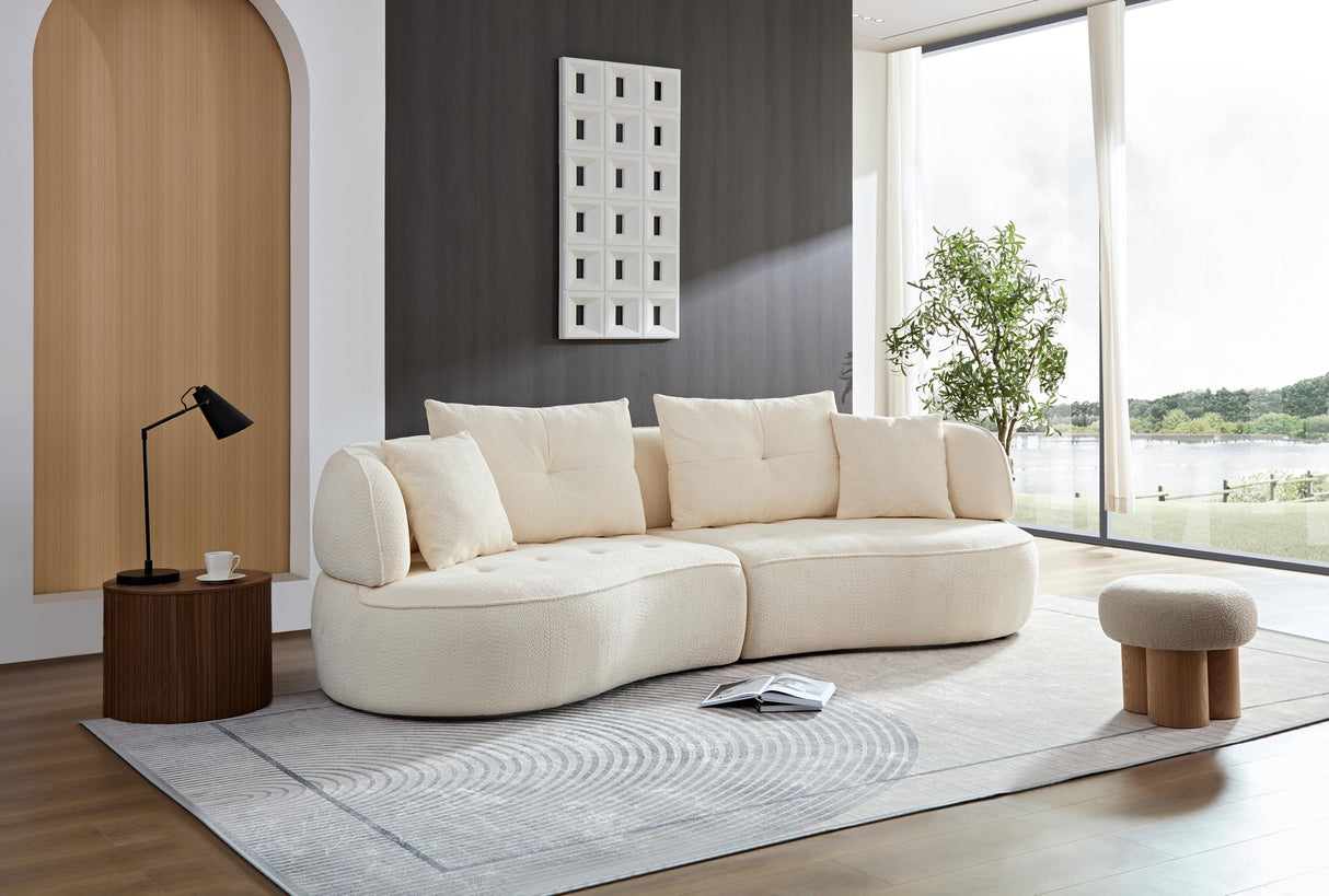109‘’Curved Sectional Sofa, Boucle Fabric Sectional Sofa Couc
