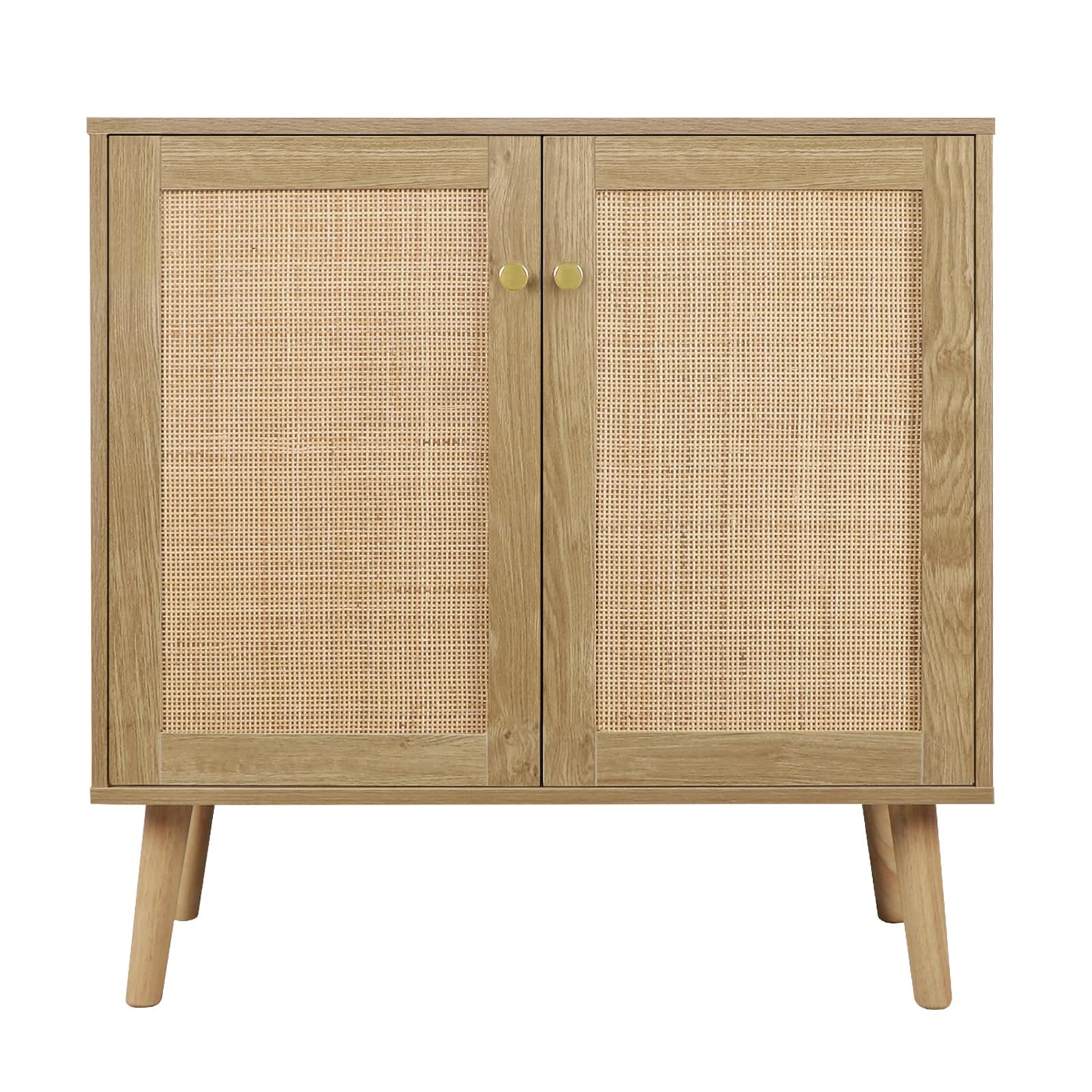 Rattan Cabinet, 2 Door Sideboard Buffet Cabinet with Adjustable Shelf