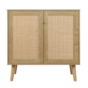 Rattan Cabinet, 2 Door Sideboard Buffet Cabinet with Adjustable Shelf