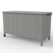 140 Gallon Large Deck Box, Outdoor Patio Storage Box Waterproof, Built-In Handles, Wheels
