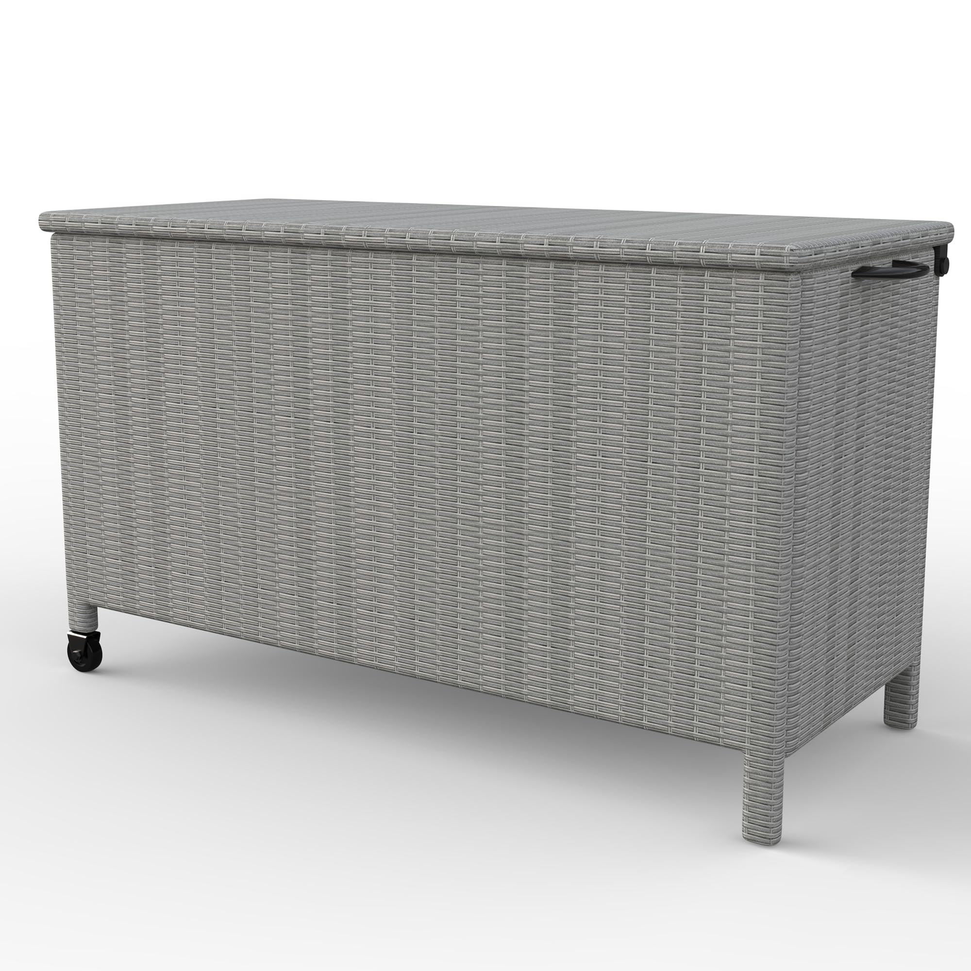 140 Gallon Large Deck Box, Outdoor Patio Storage Box Waterproof, Built-In Handles, Wheels