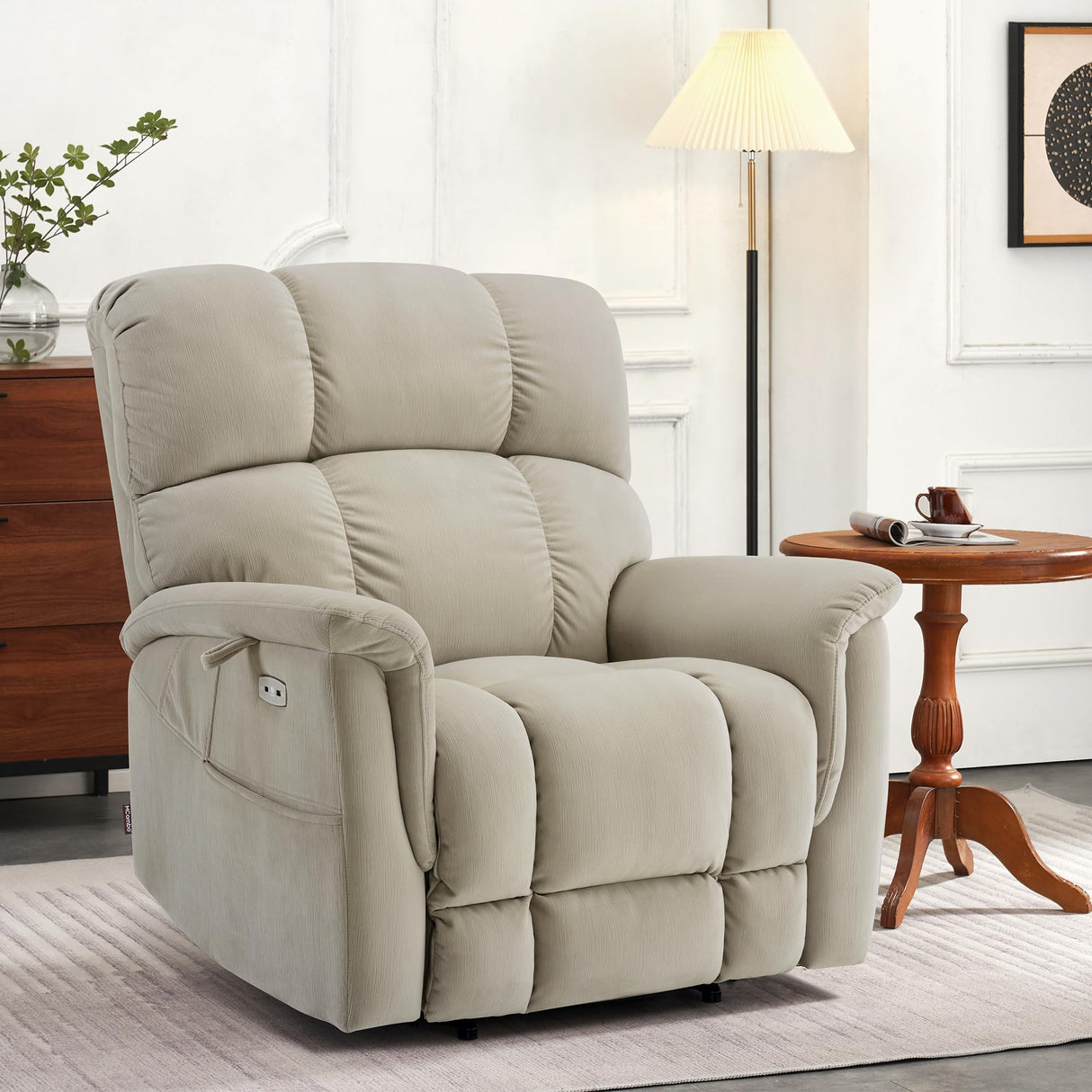 Large-Wide Dual Motor Power Lift Recliner Chair, Massage and Dual Heating for Elderly People