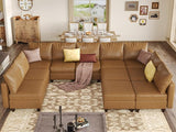 Large Modular Sectional Couch U Shaped Sofa with Storage, Faux Leather Modular Sofa