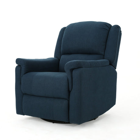 GDFStudio Jemma Tufted Fabric Swivel Gliding Recliner Chair, Plastic, (Navy Blue), 31.25