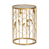 Baxton Studio Anaya Modern and Contemporary Glam Brushed Gold Finished Metal and Glass Leaf Accent End Table - Bircata