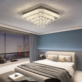 22.8" Crystal Ceiling-Light Flush Mount with Remote Control, 3 Colors Temp & Brightness