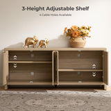 Boho TV Stand with Rattan Cabinets for 45-65 Inch TVs