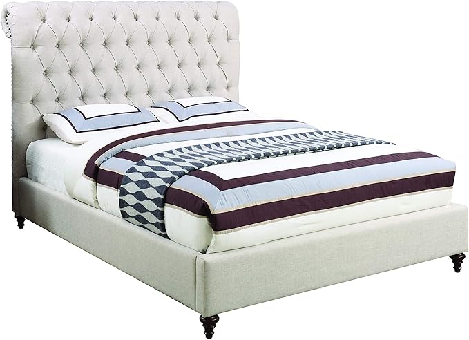 Devon Tufted Upholstered Bed Beige, Eastern King