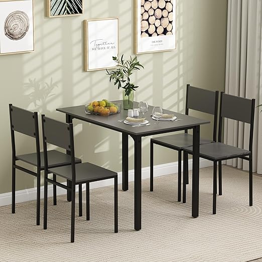 5-Piece Industrial Dining Set - Rustic Brown