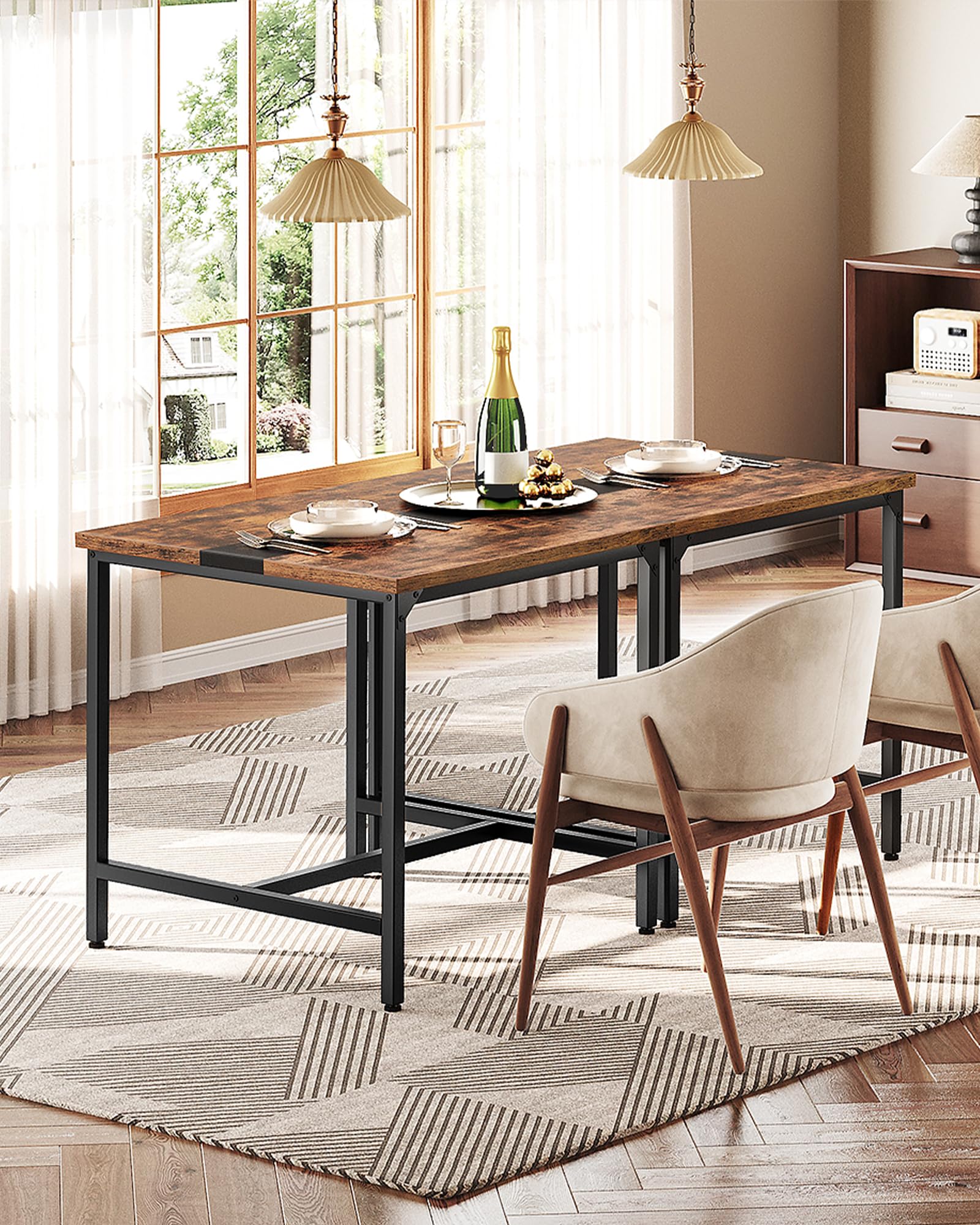 29.5" Square Dining Table - Rustic Brown & Black