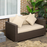 Patio Wicker Loveseat with Cushions