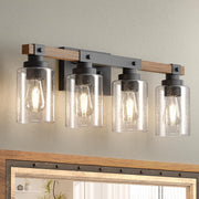 Bathroom Vanity Light Fixtures,Rustic 4-Light Industrial Painted Wood Vanity Lights