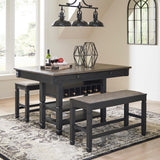 Tyler Creek Farmhouse Counter Height Dining Table with Wine Rack