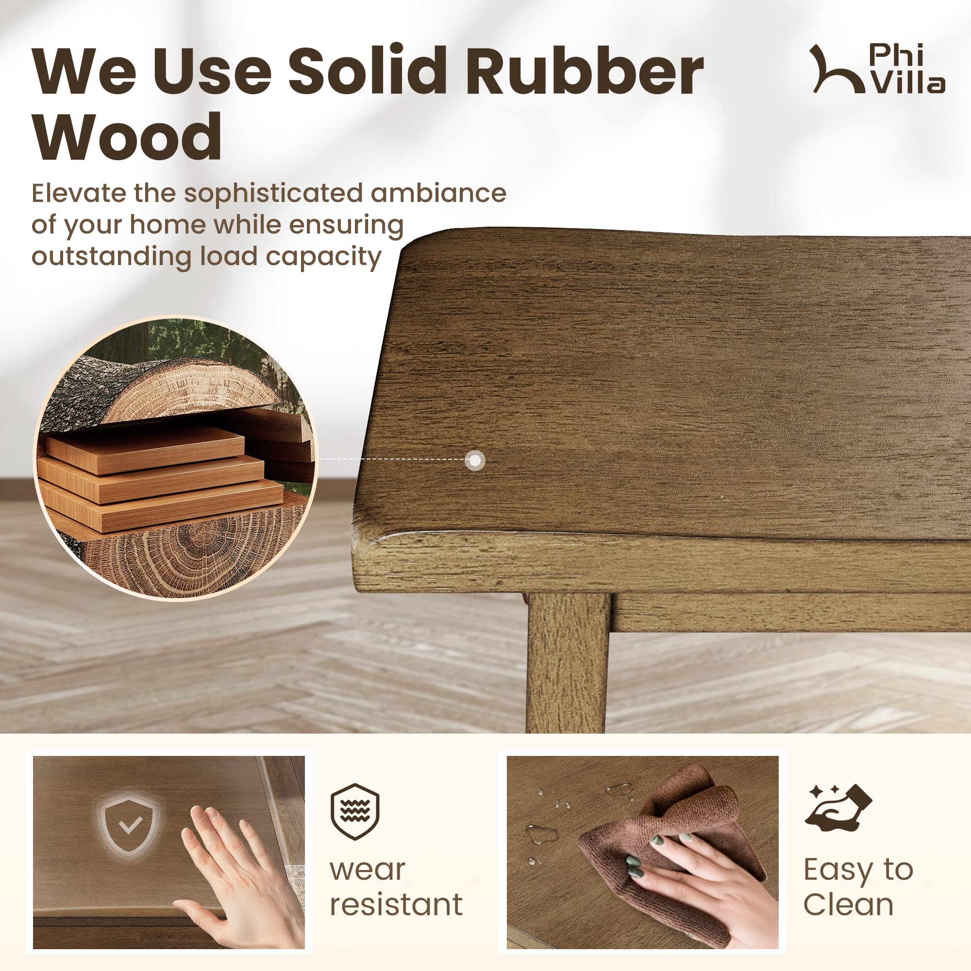 Counter Height Dining Set for 4 - Rustic Farmhouse Table with Bench