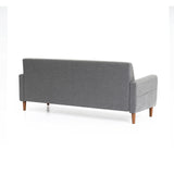 Adair Mid-Century Modern Sofa Couch with Armrest Pockets, Tufted Linen Fabric, Dark