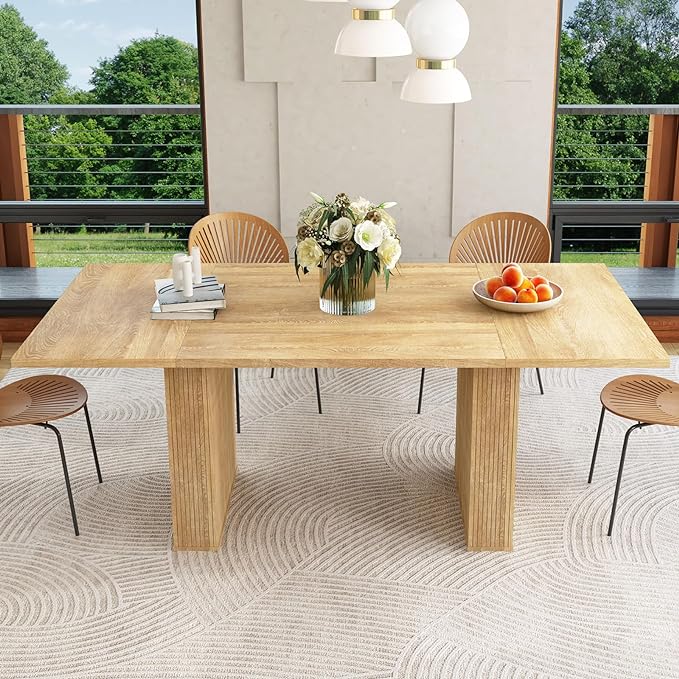 78 Inch Dining Table for 6 8 10, Modern Farmhouse Rectangular Kitchen Table,