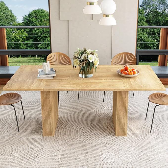 78 Inch Dining Table for 6 8 10, Modern Farmhouse Rectangular Kitchen Table, Long Dining