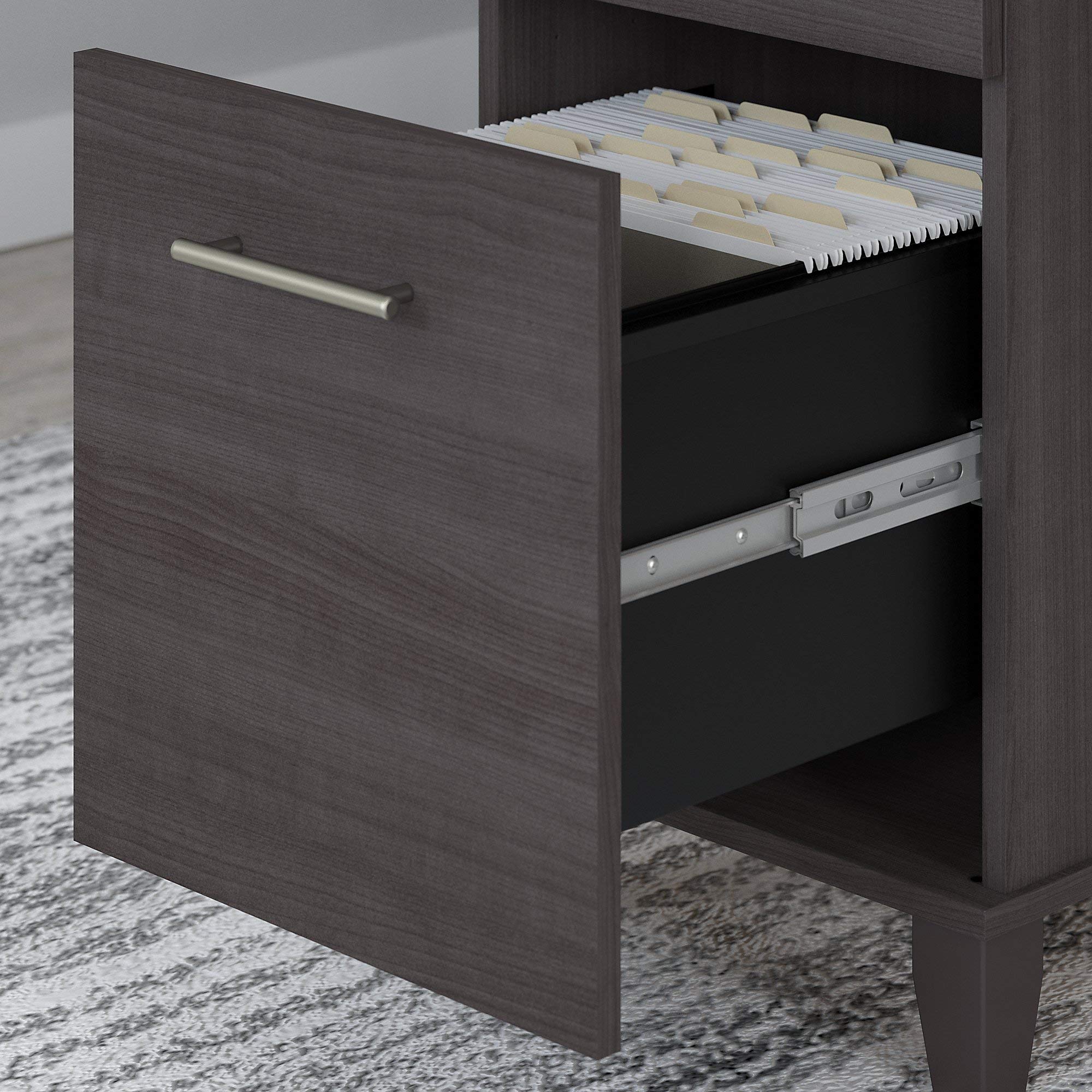 Somerset 72-Inch Computer Desk with Hutch & Drawers – Storm Gray Executive Office Desk
