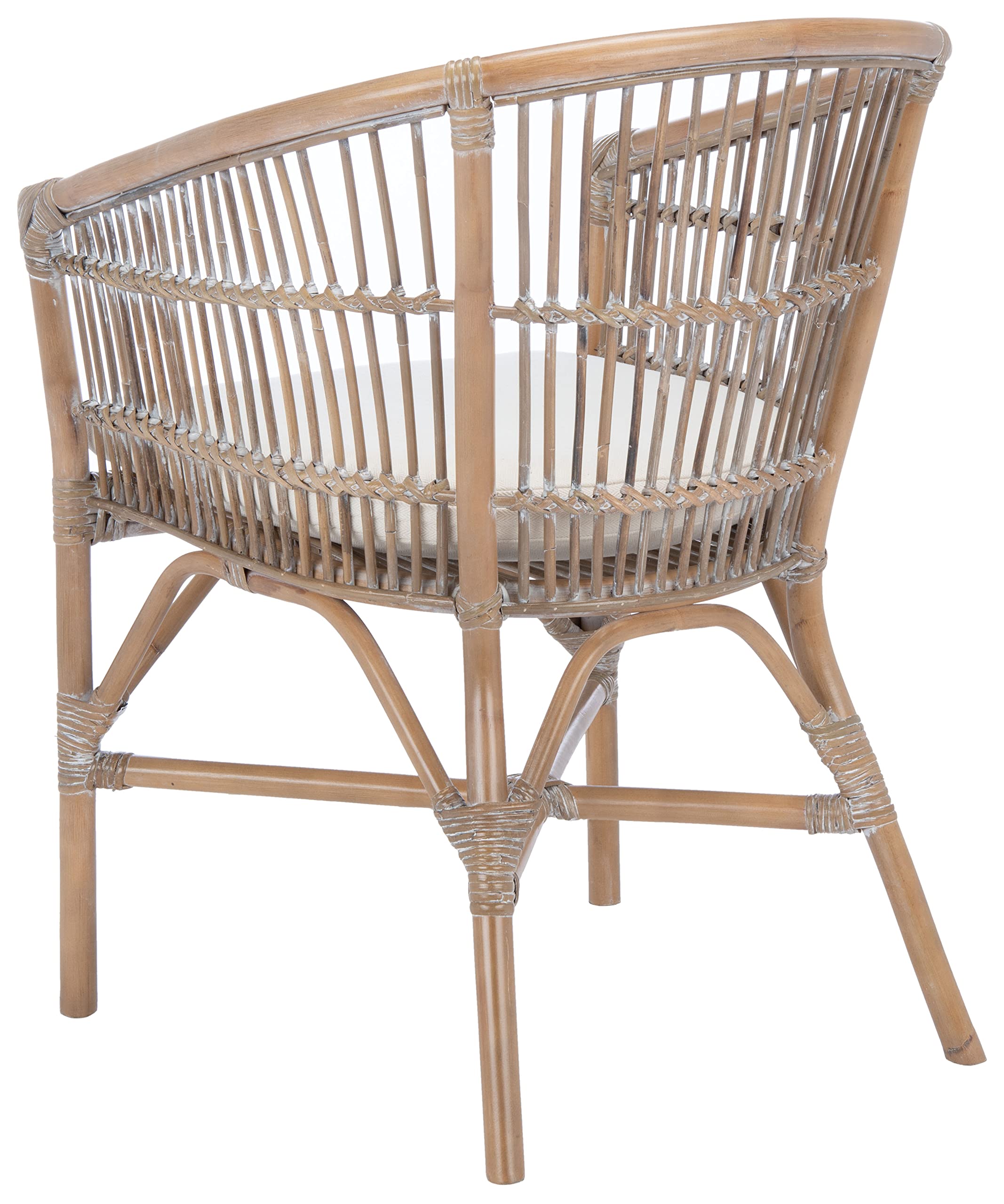 Home Collection Olivia Grey Rattan Cushion Accent Chair, 0, White Washed/White