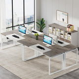 L-Shaped Desk with Drawers, 63" Office Desk with File Cabinet