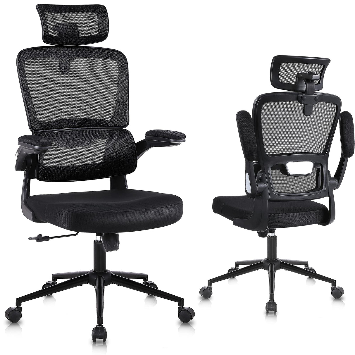 Ergonomic Office Desk Chair - Breathable Mesh High Back Computer Chair with Flip-Up