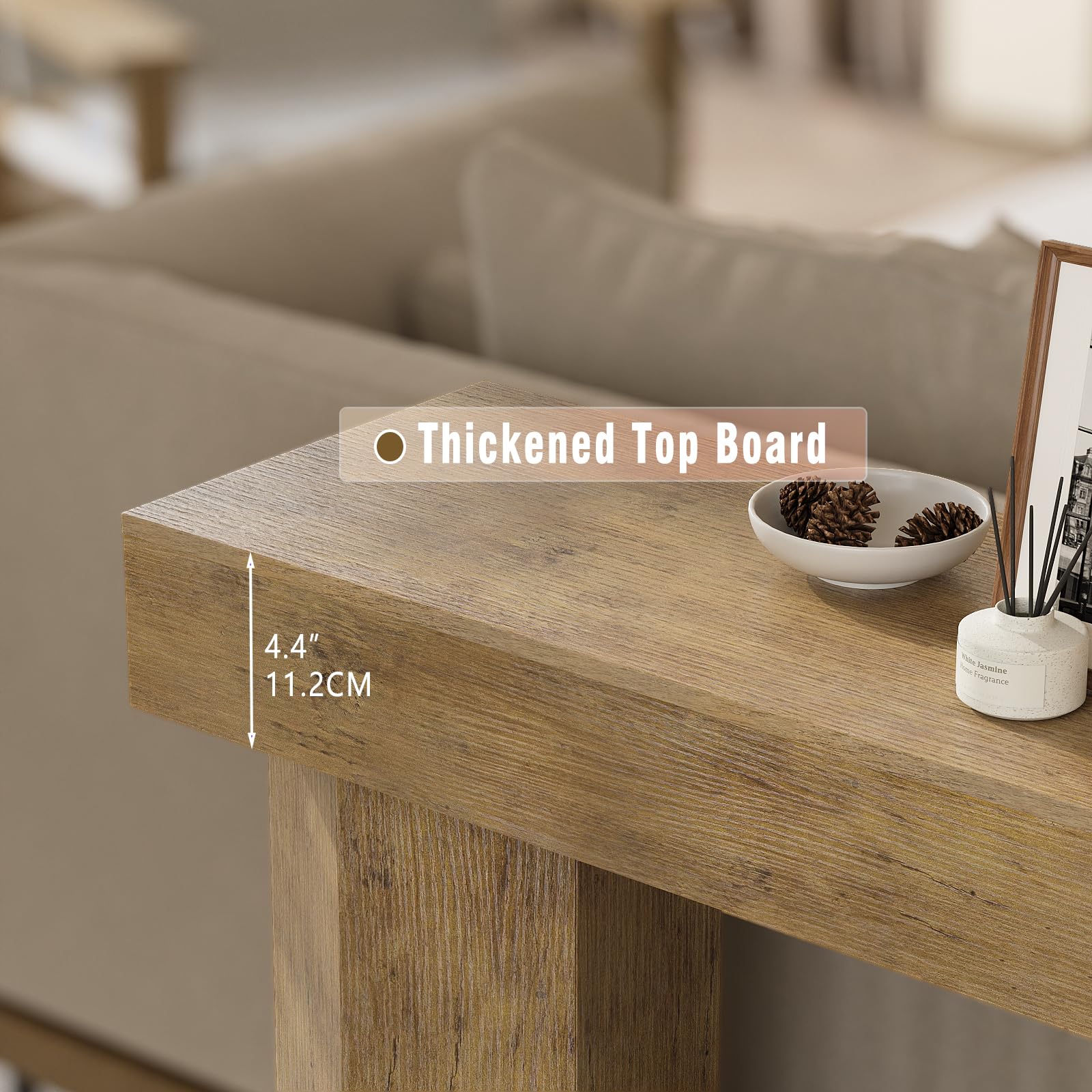 47" Industrial Console Table for Entryway - Light Brown