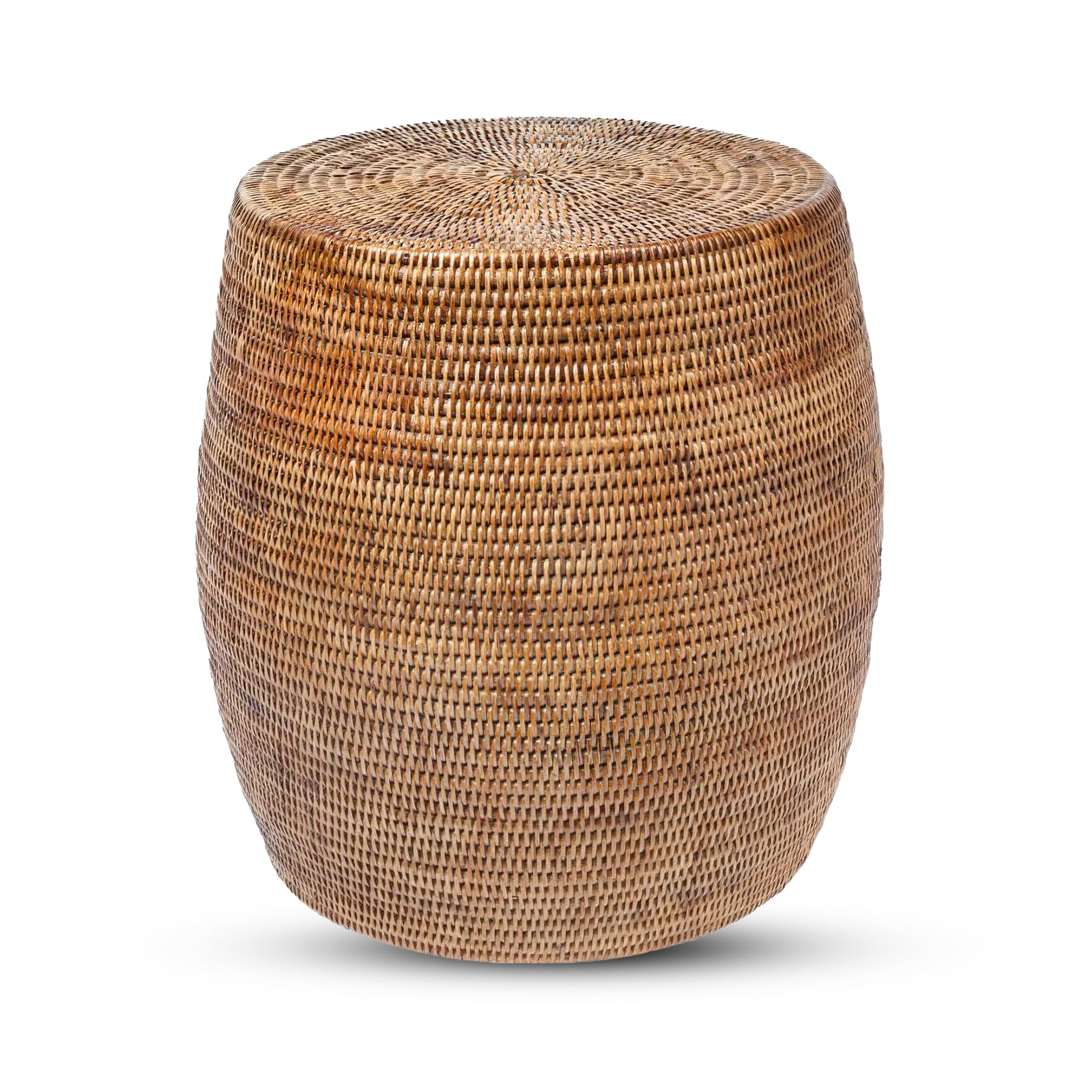 La Jolla Round Rattan Stool, Side Table, Handmade, Extra Seating, Patio