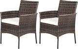 Wicker Patio Chairs Set of 4, Indoor Outdoor PE Rattan Armchairs w/Cane Back