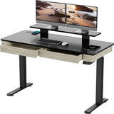 Electric Standing Desk with Drawers, 55 Inch Dual Motor Height Adjustable Stand up Desk for