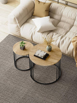 Nesting Coffee Table Set of 2, Round Table, Morden End Side Table Night Stand