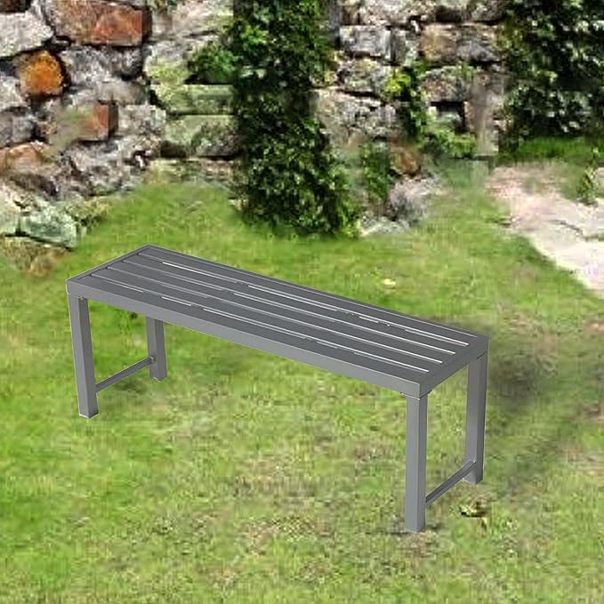 Metal Outdoor Bench Set of 2, 46" Patio Backless Bench for Outdoor