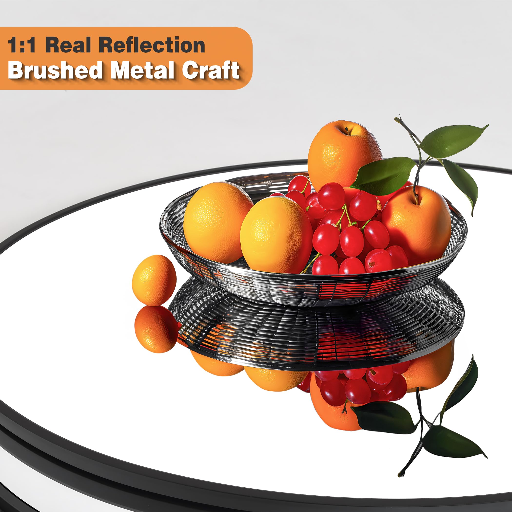 42" Large Round Mirror, Black Circle Mirror for Wall, Metal Framed Round Mirror