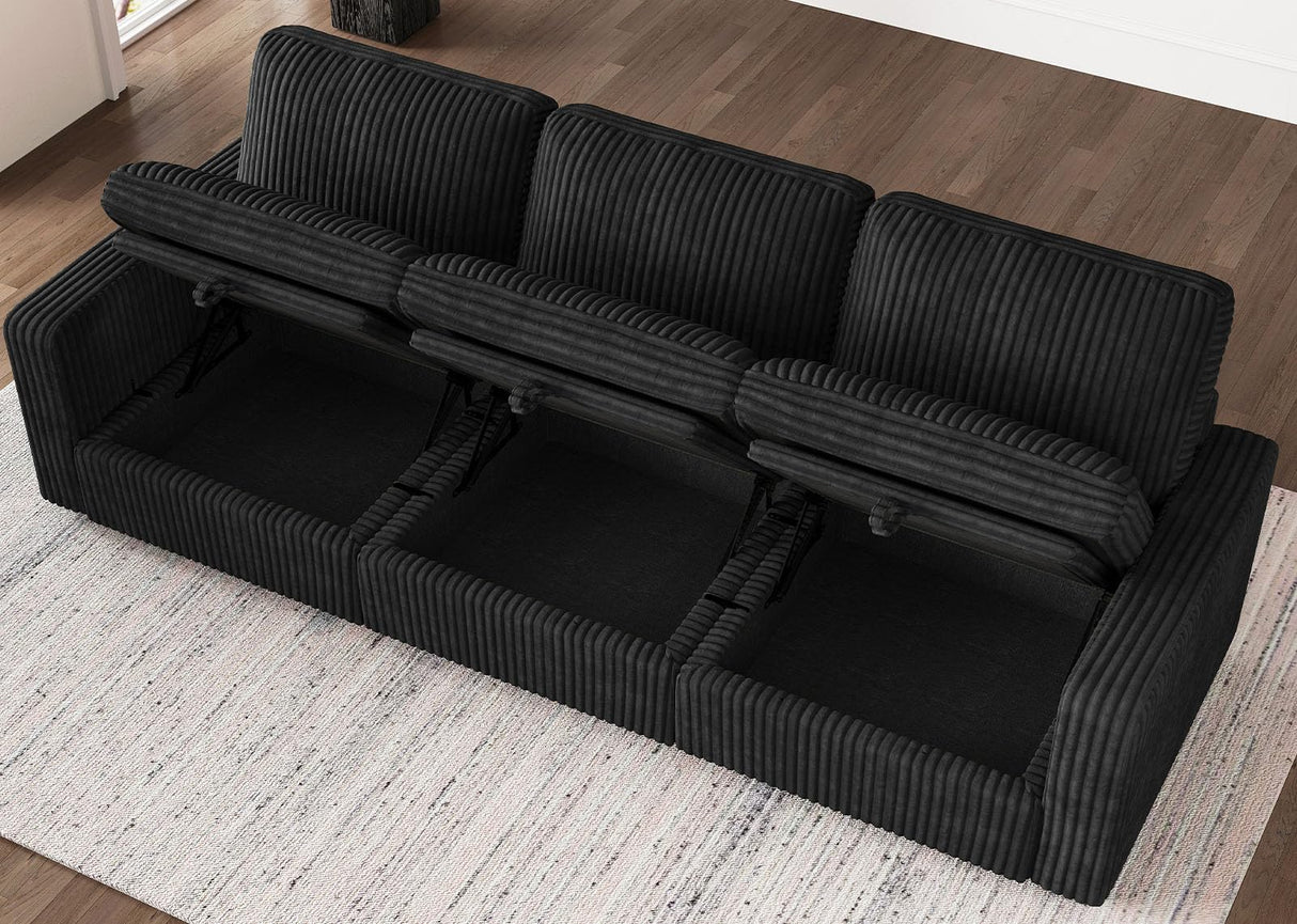 Modular Sectional Sofa with Storage Seats 3 Seat Corduroy Couch Oversized