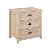 Hazel Modern Farmhouse 3 Drawer Framed Nightstand with Half-Moon Handles, 25 Inch, White Oak