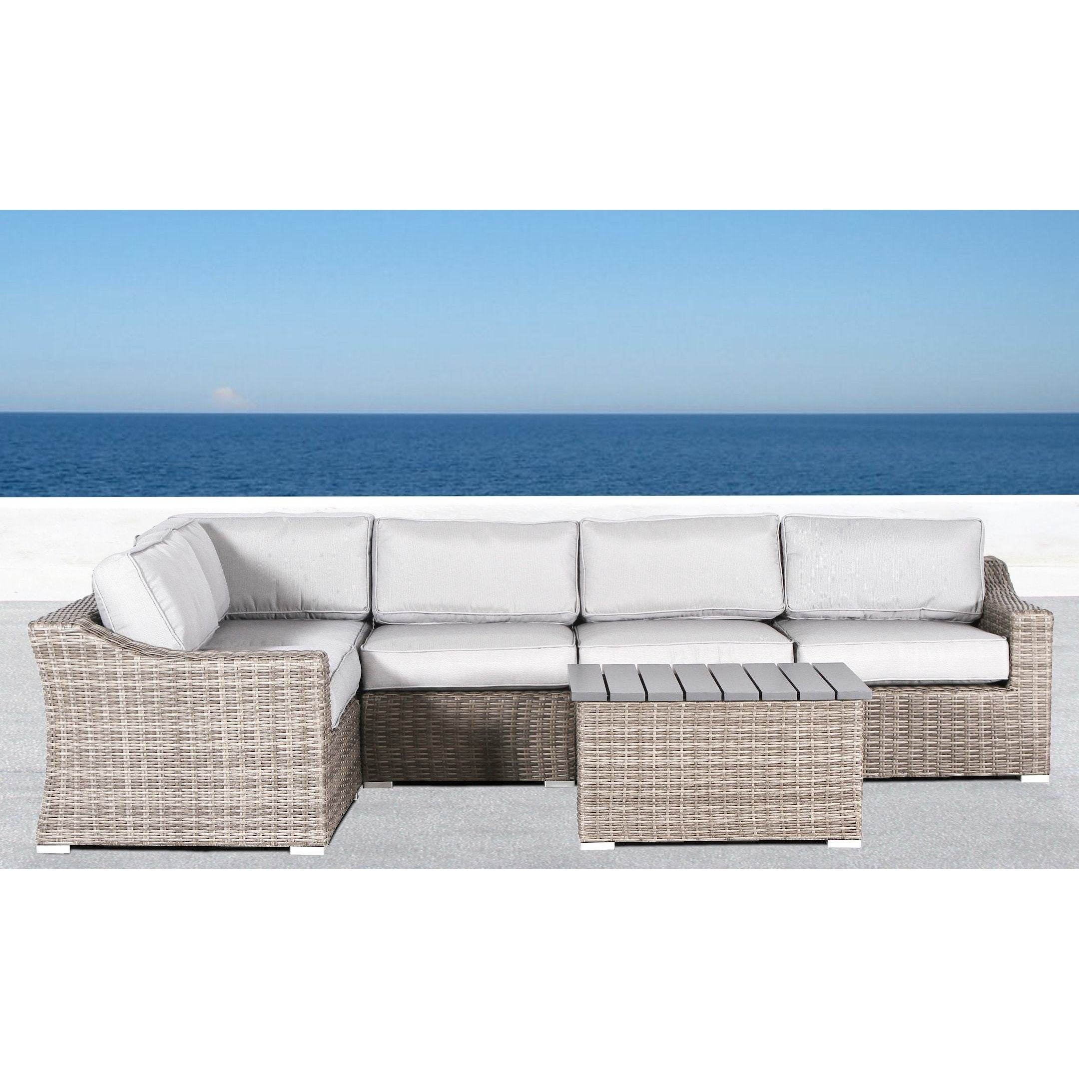 Marina Collection Patio Sofa Set, Wicker Rattan Outdoor Seating Aluminium Frame Resort