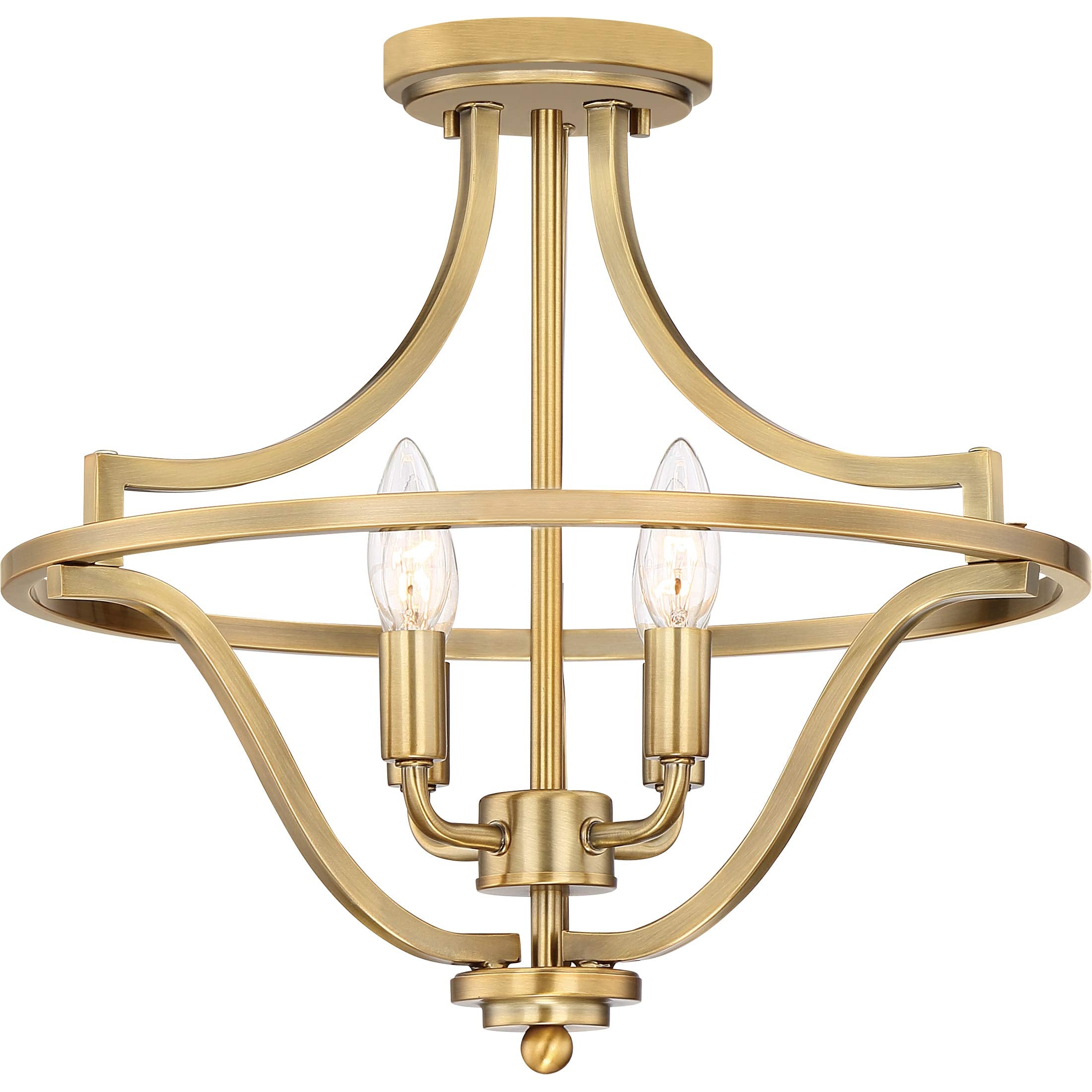 Harvel Semi-Flush Mount Ceiling Light - 16 Inch 4-Light Weathered Brass Chandelier