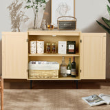 Rattan Sideboard Cabinet with Storage, Accent Cabinet with Feet, Buffet Cabinet with Doors