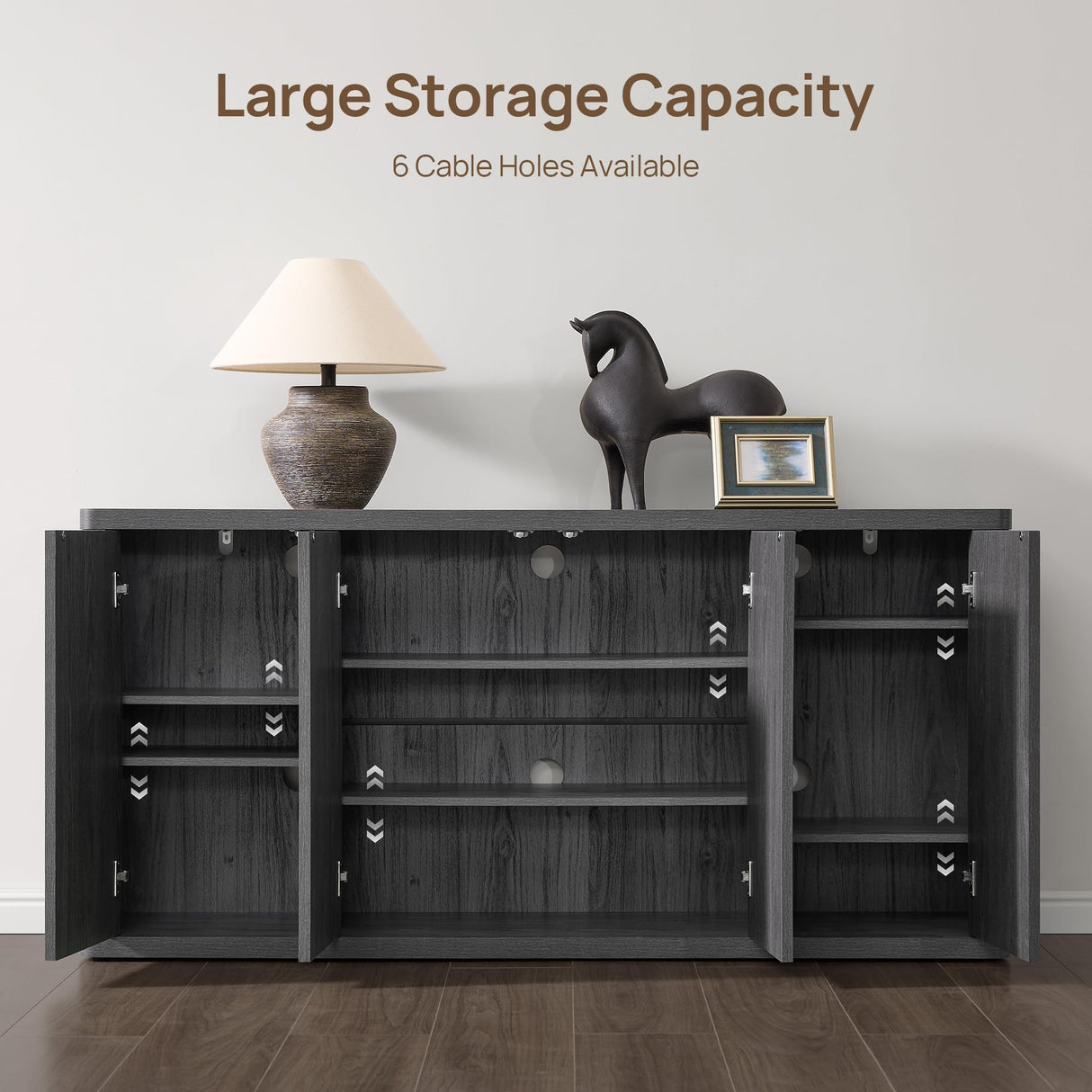 65-Inch TV Stand with Storage - Modern Fluted Entertainment Center