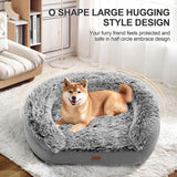 iweepet 3.7 inch Thickened Orthopedic Dog Beds for Large Dogs, Supportive Dog Bed with 28D Egg-crate Foam, Removable Washable Plush Cover, Waterproof Lining, Half-Round Design for Puppy,Senior Dog