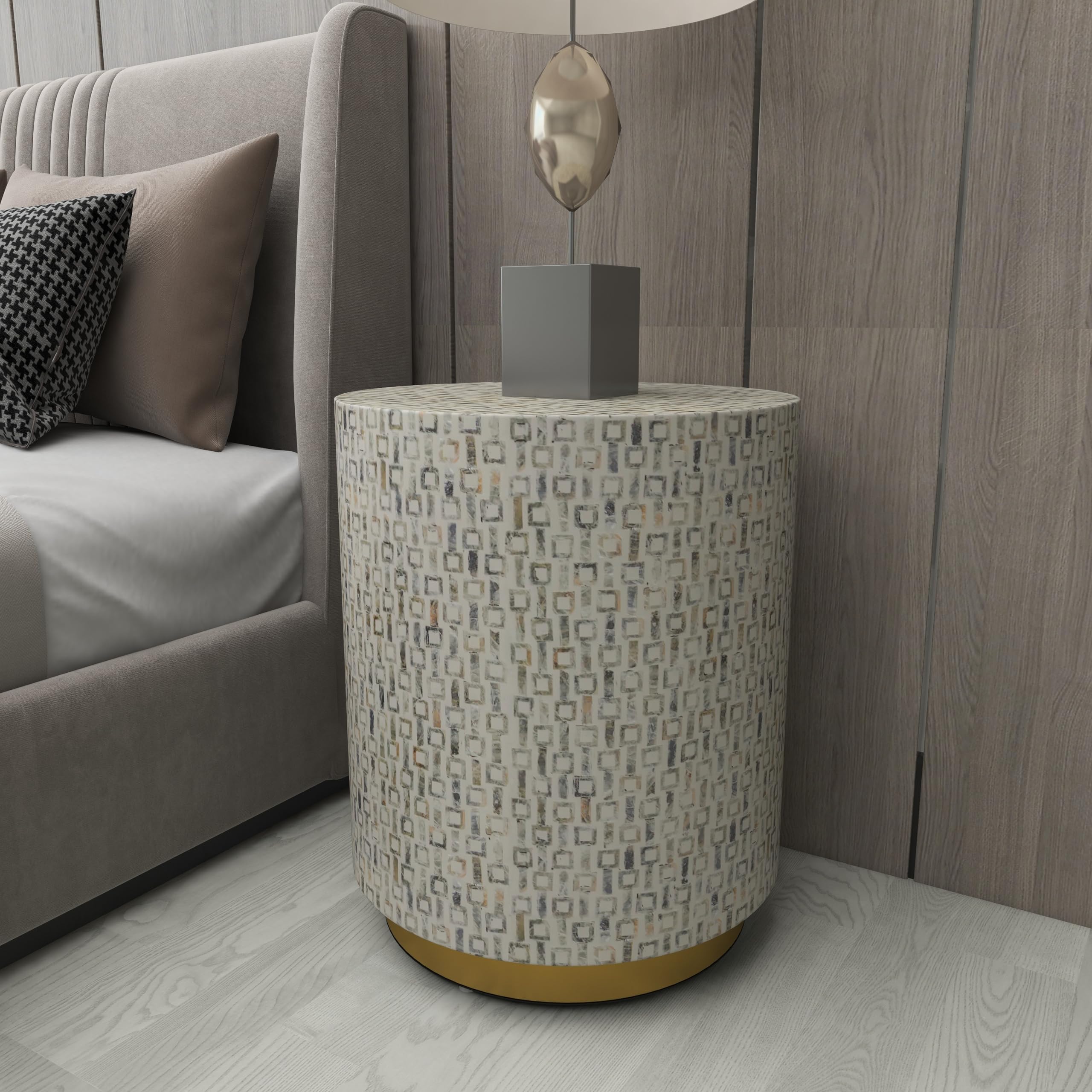 Contemporary Mother of Pearl Stool Accent,